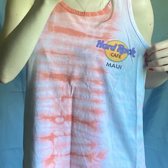 Retro Rare Hard Rock Maui Surf Graphic Large Muscle Tank 100% Cotton Hand Dyed - Picture 3 of 6